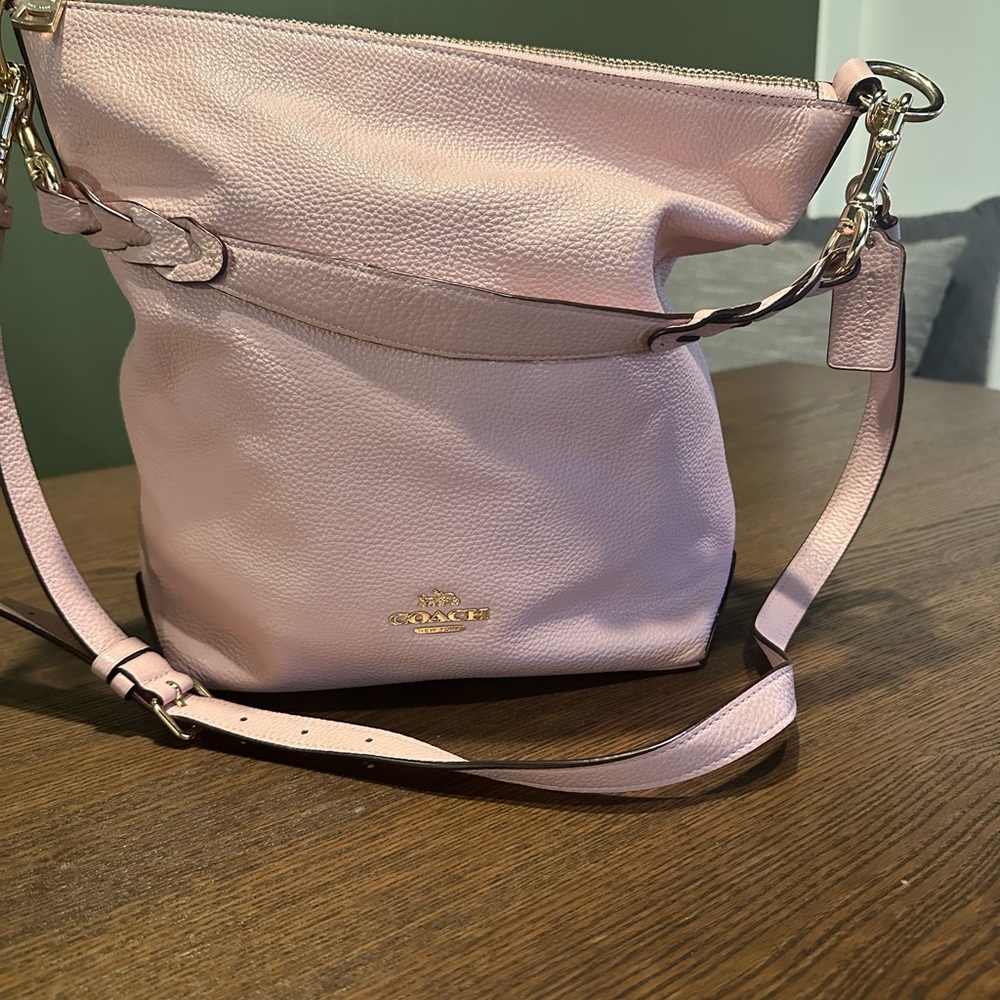 Coach Pink Shoulder Bag with Gold Hardware- like new, professionally laundered